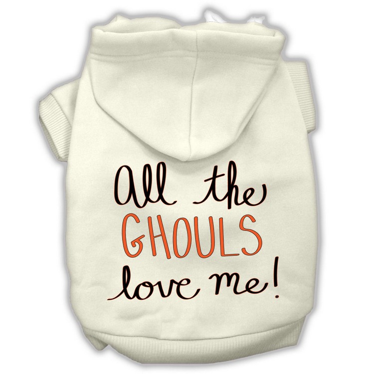 All the Ghouls Screenprint Dog Hoodie Cream XS